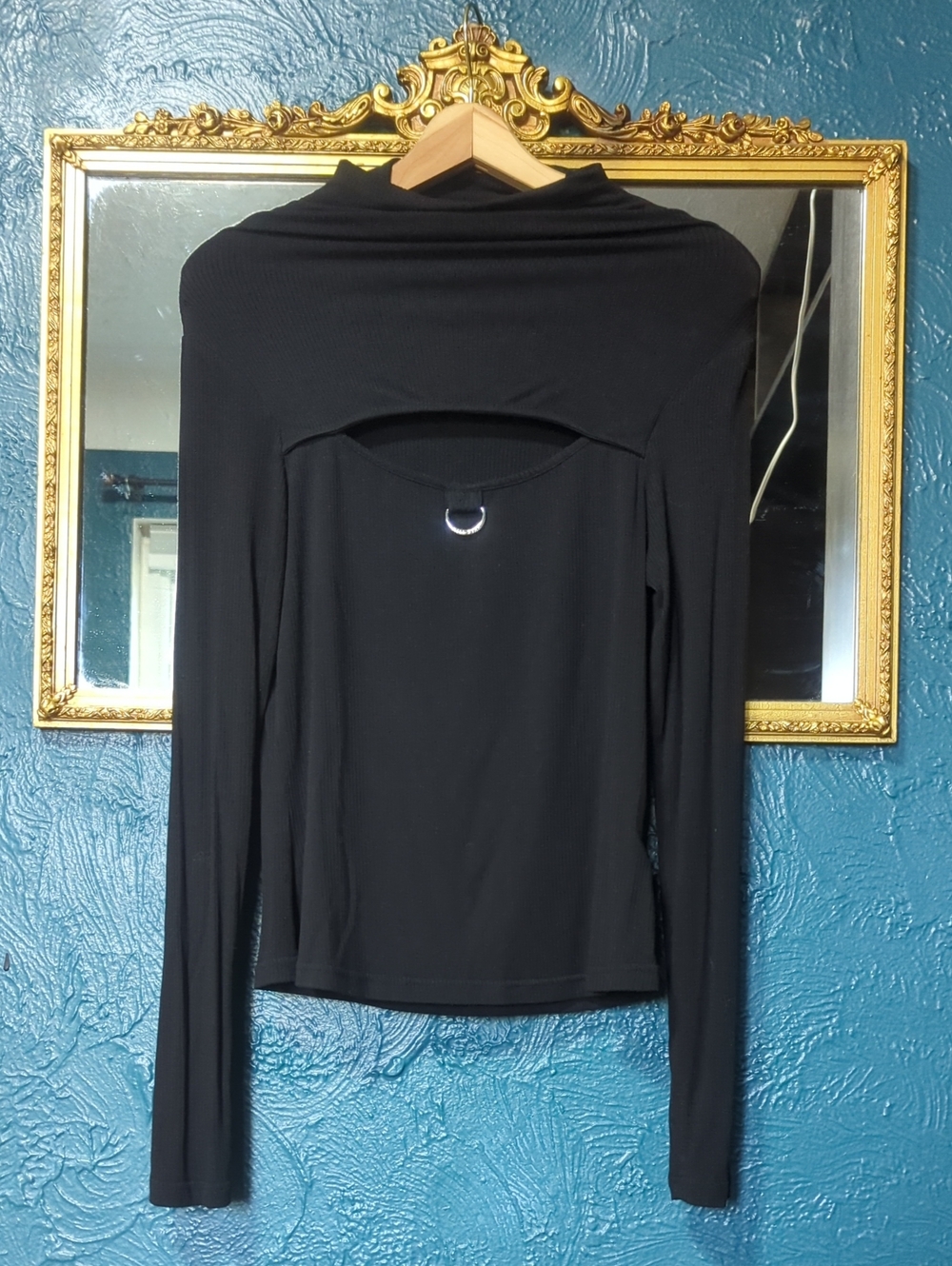 Killstar Deadstock Black Long Sleeve Top with Back Cutout and D-Ring